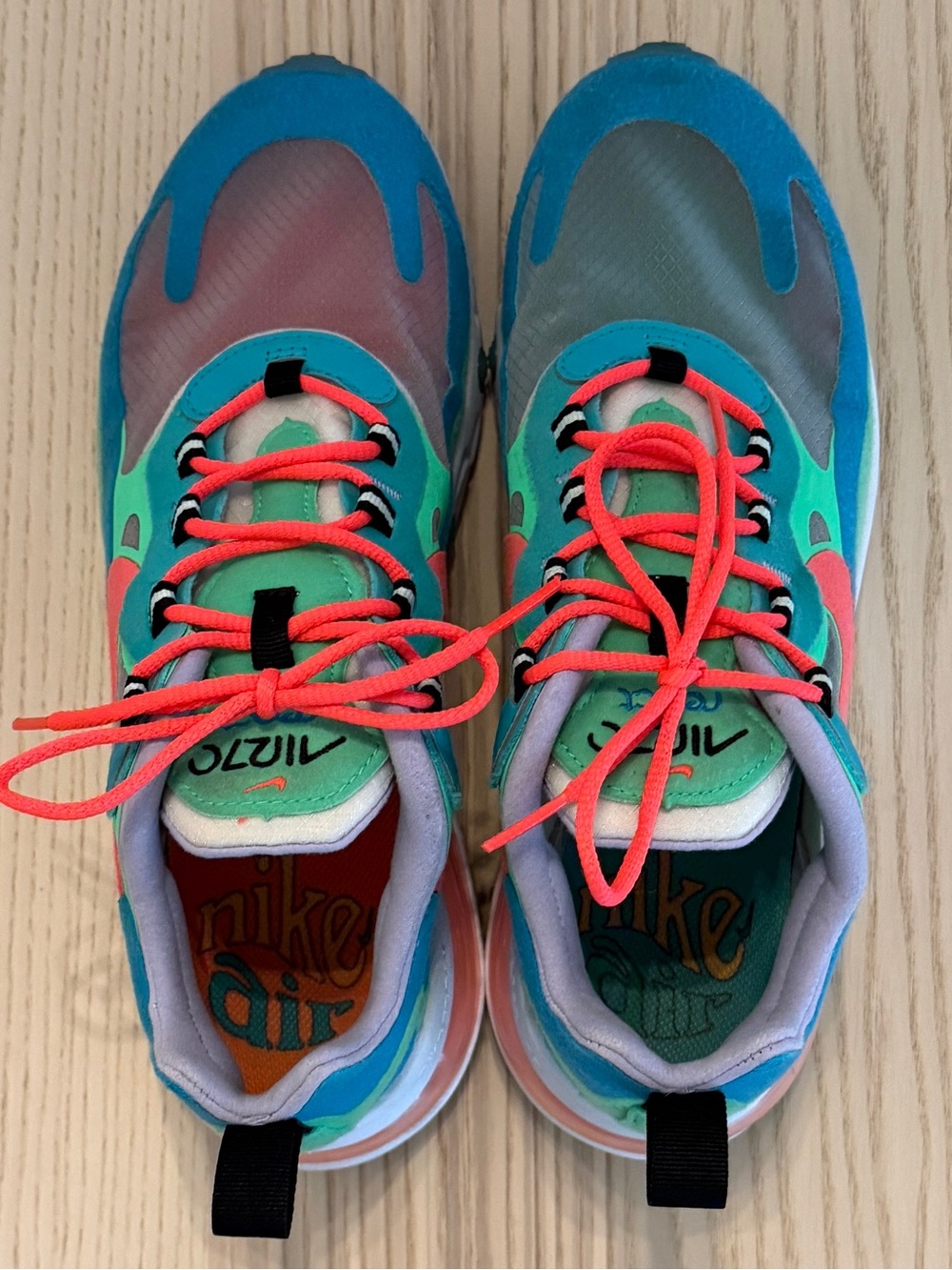 Nike Air Max 270 React Electro Green Lagoon Women’s 7.5 Colorful Sneakers - Picture 3 of 9